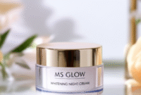 Cara Membuat Gambar Promosi skincare MS Glow Whitening Night Cream menggunakan AI (MidJourney) berikut Contoh Prompt nya