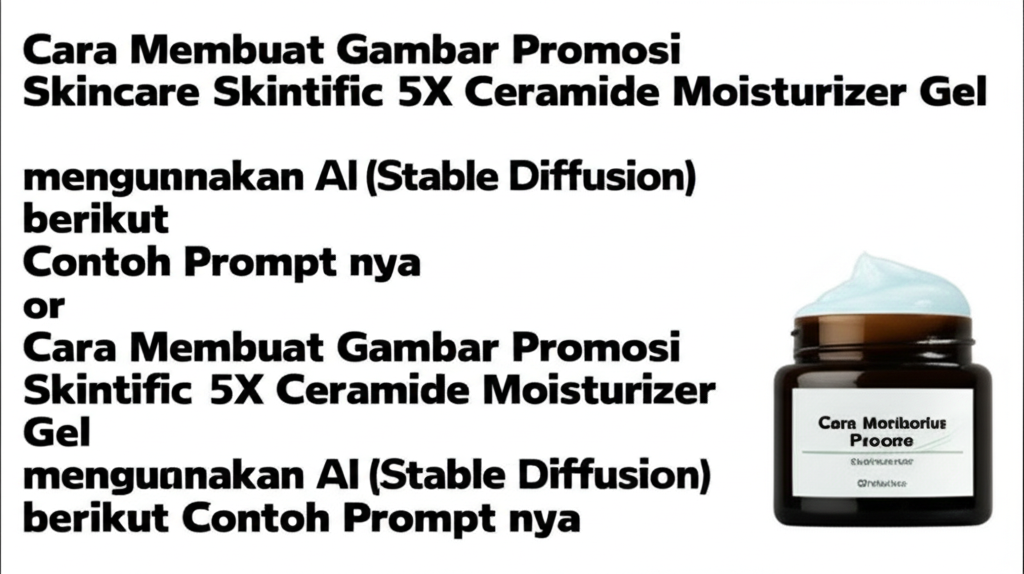 Cara Membuat Gambar Promosi skincare Skintific 5X Ceramide Moisturizer Gel menggunakan AI (Stable Diffusion) berikut Contoh Prompt nya